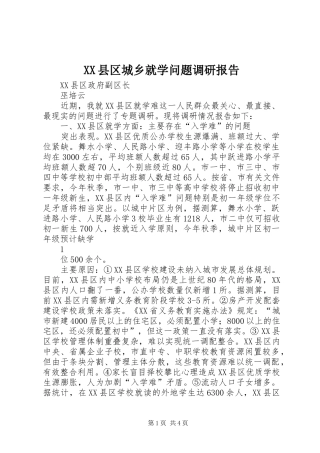 XX县区城乡就学问题调研报告