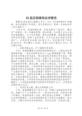 XX县区招商局自评报告