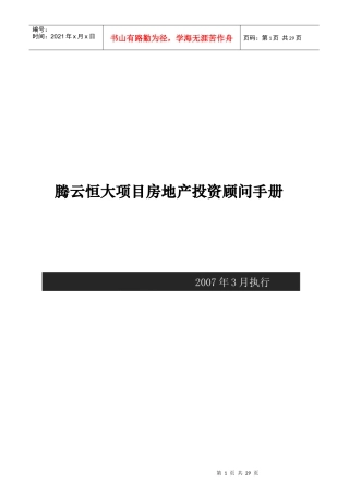 腾云某地产项目房地产投资顾问手册