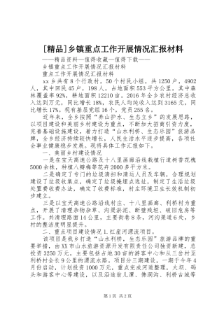 [精品]乡镇重点工作开展情况汇报材料