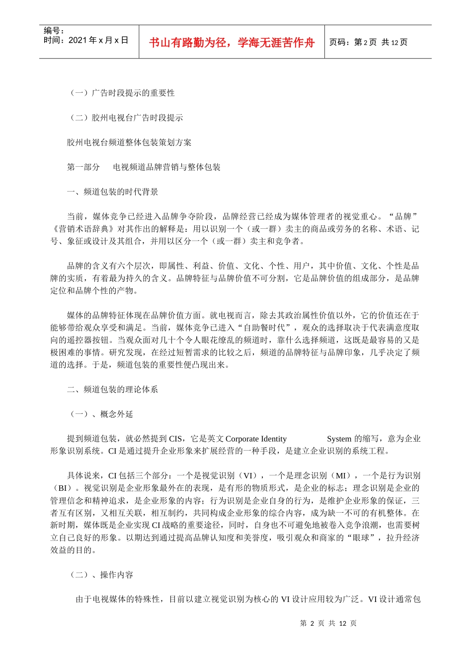 电视频道品牌营销与整体包装_第2页
