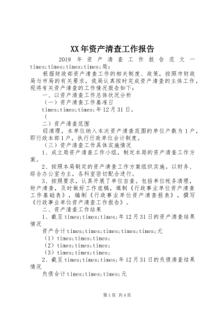 XX年资产清查工作报告