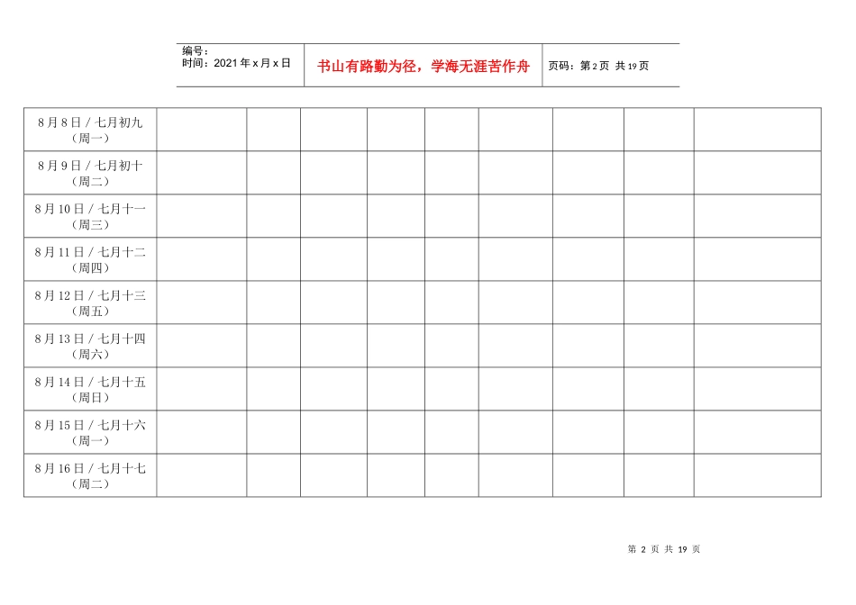 酒店宴会包席预订登记表_第2页