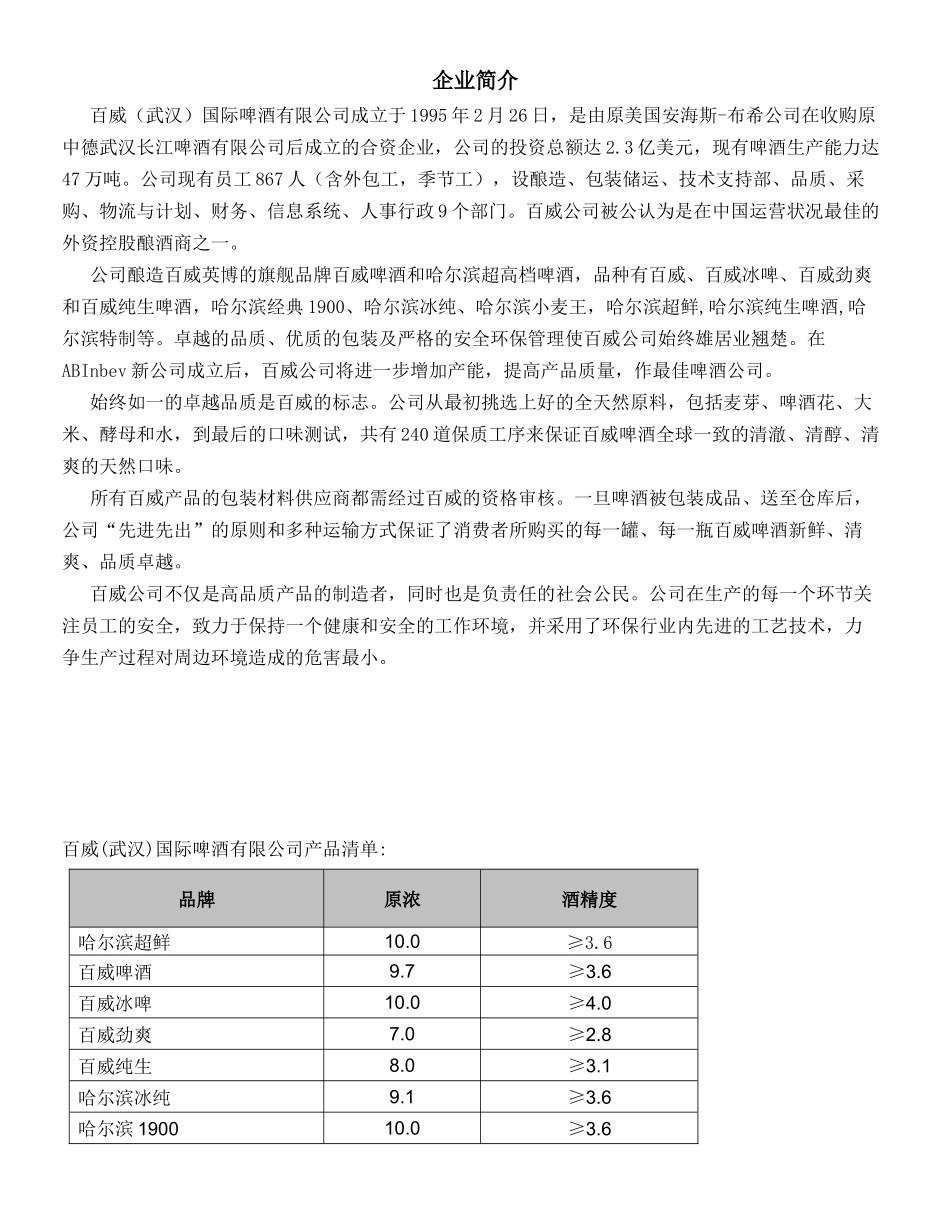 啤酒生产HACCP手册_第1页