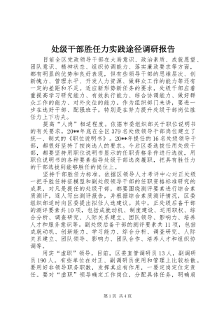 处级干部胜任力实践途径调研报告