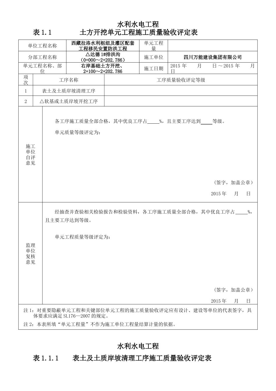 浆砌石堤防施工质量验收评定表_第3页