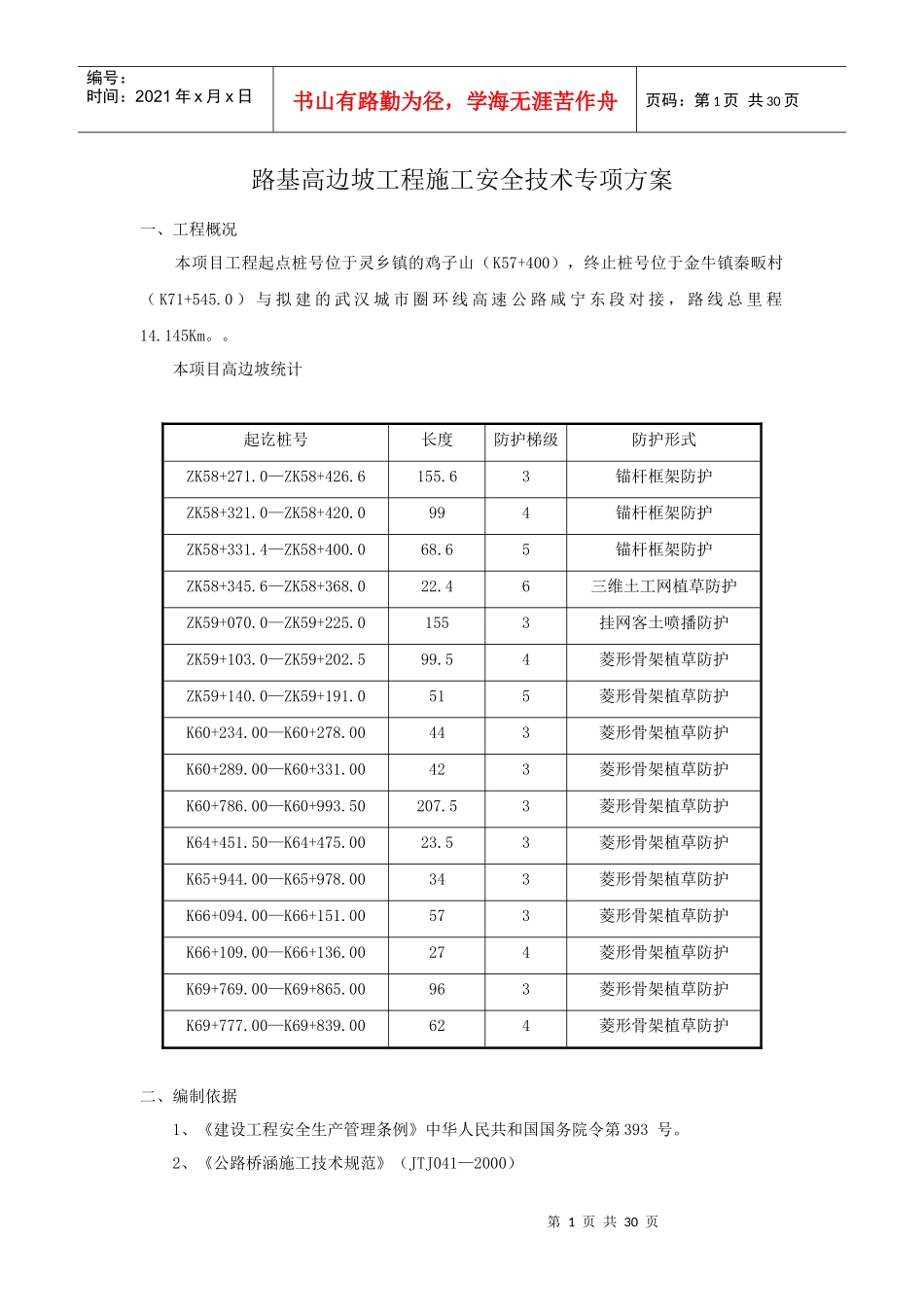 路基高边坡专项安全施工方案_第1页