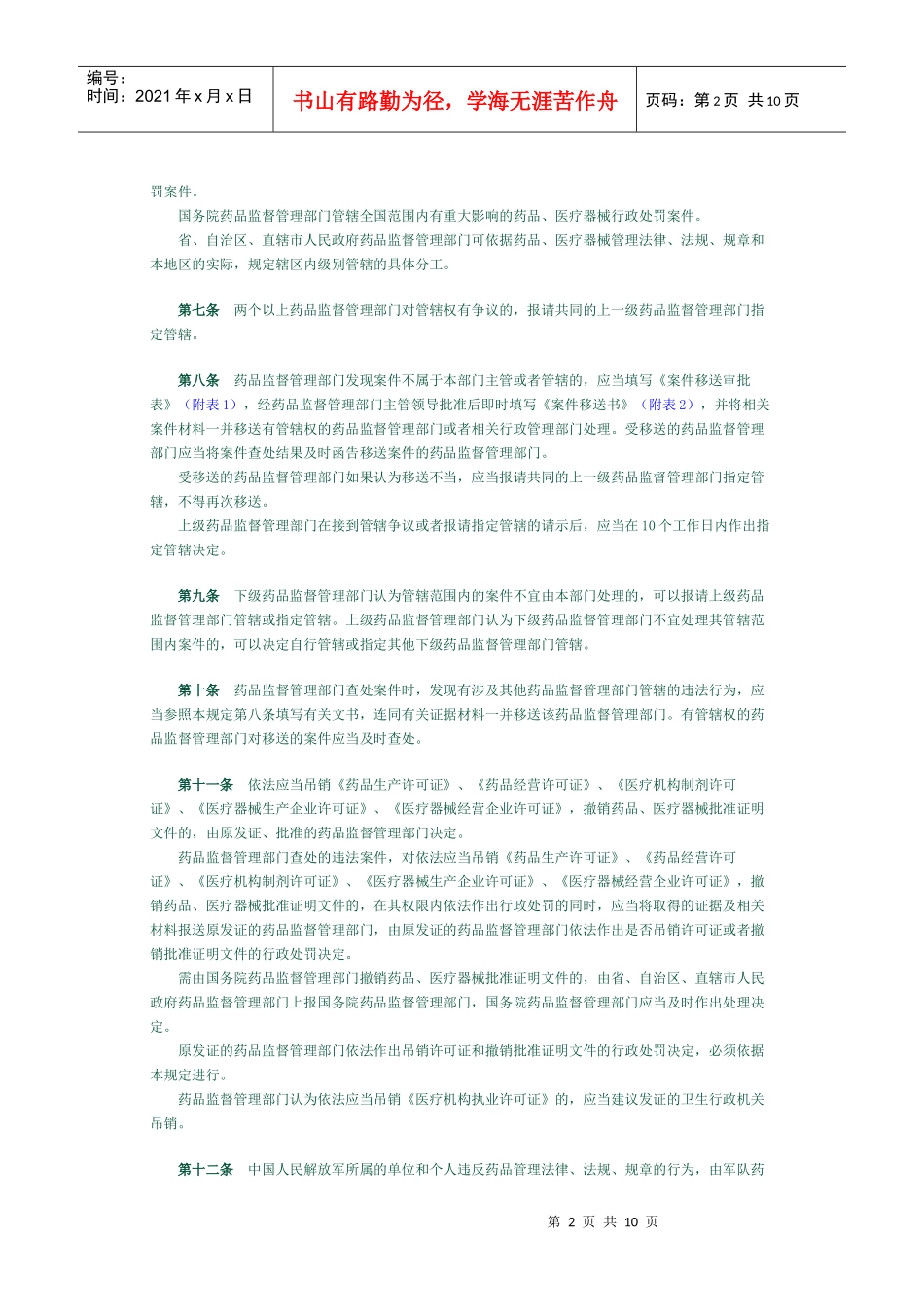 药品监督行政处罚程序规定_第2页