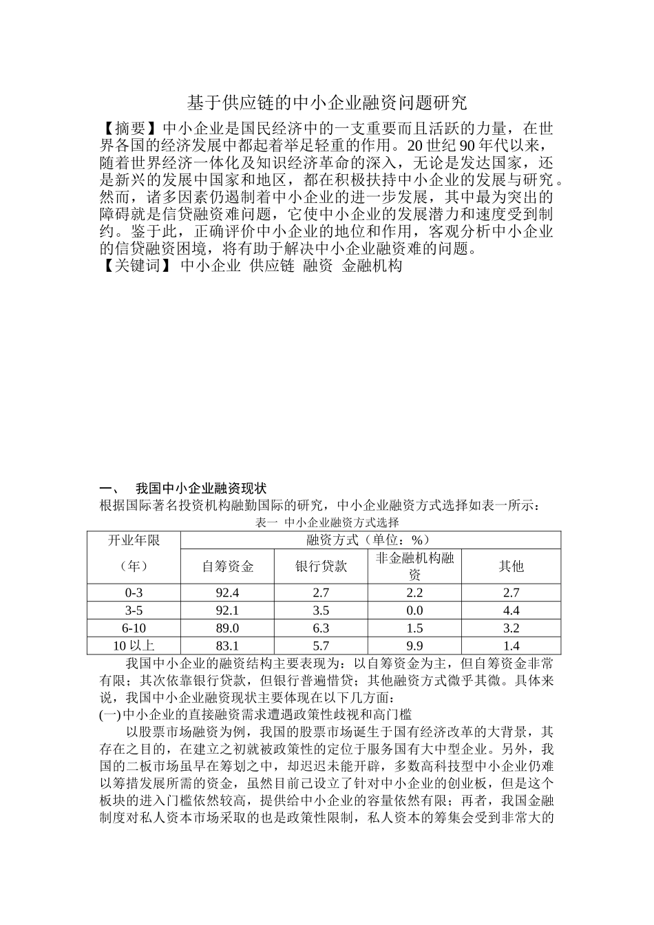 基于供应链的中小企业融资问题研究_第1页