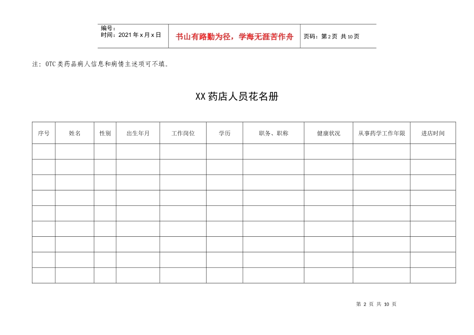药店拆零药品记录表[1]_第2页