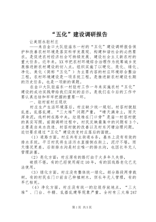 “五化”建设调研报告