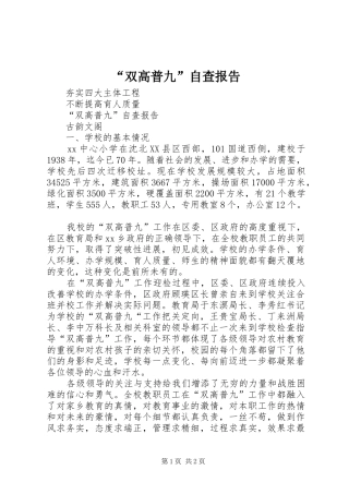 “双高普九”自查报告