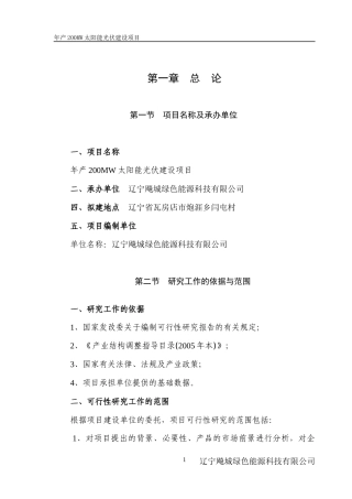 飚城绿色能源科技有限公司光伏项目可行性报告