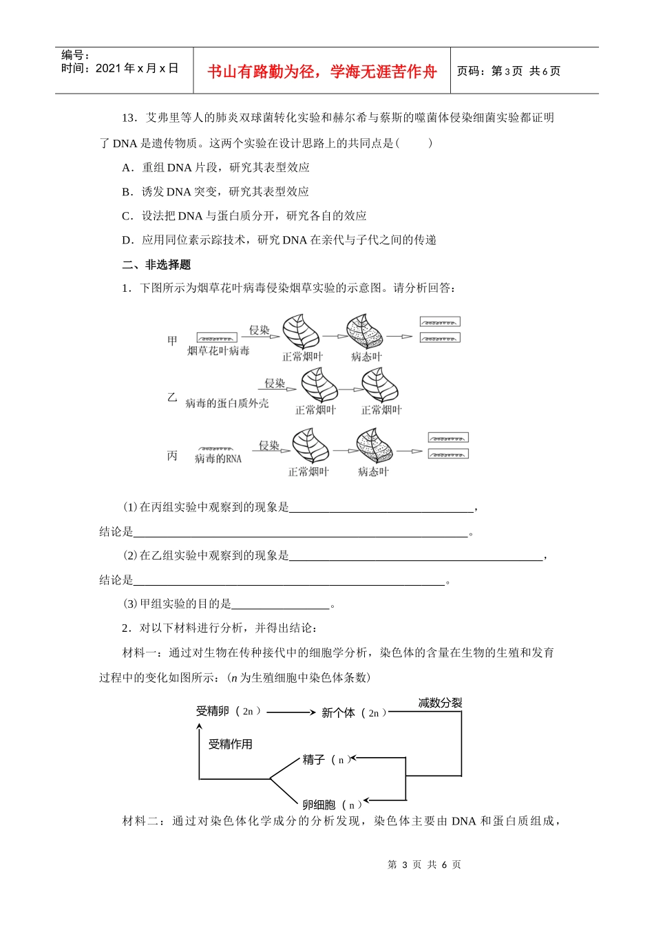 生物必修2第3章 基因的本质精练测试题及答案_第3页