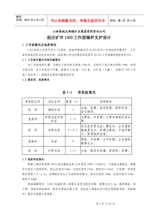 赵庄矿井1303工作面锚杆支护设计