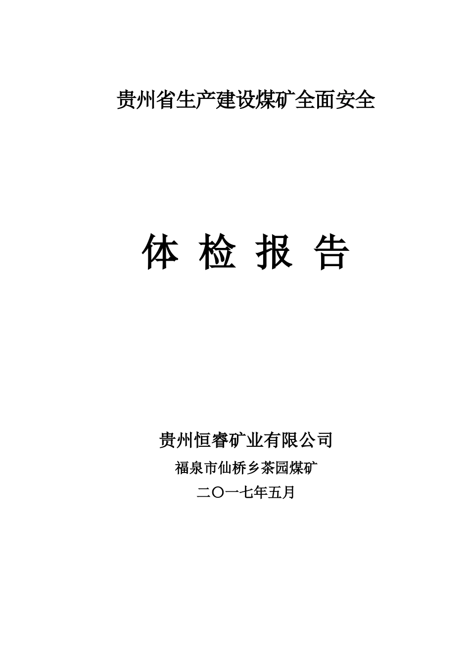 茶园煤矿全面安全体检报告20173_第1页
