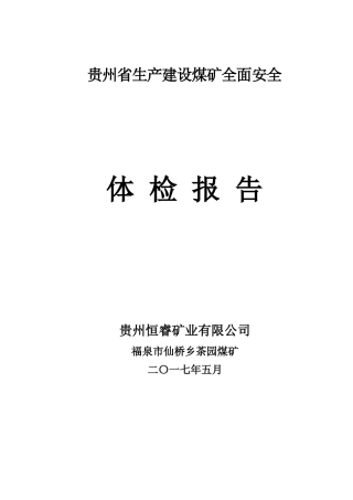 茶园煤矿全面安全体检报告20173