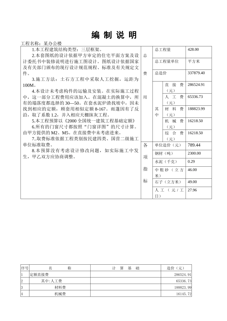 某办公楼土建工程预算书_第3页