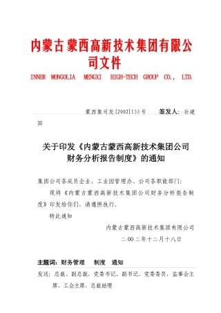 蒙西集团公司财务分析报告制度