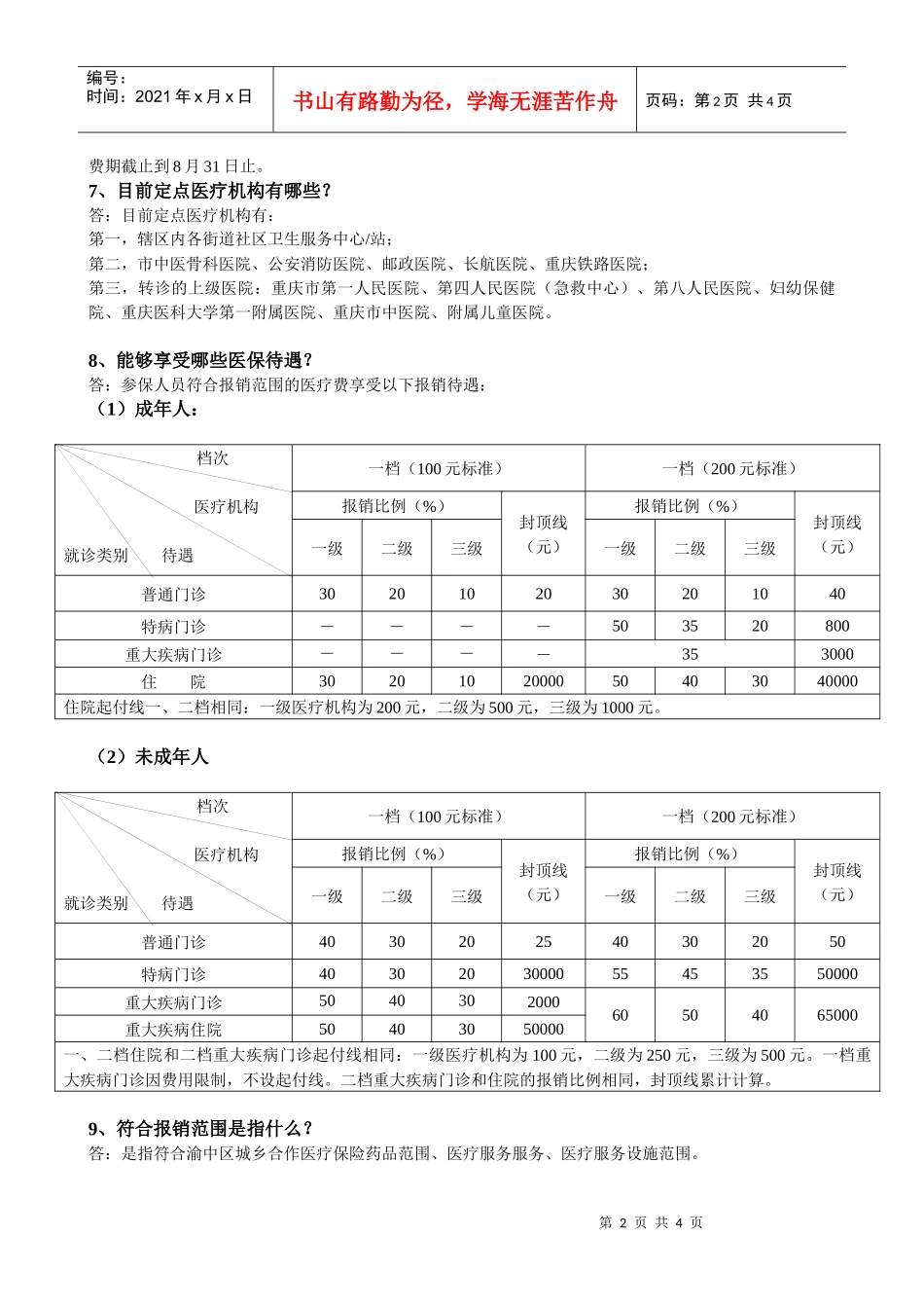 重庆市渝中区城乡居民合作医疗保险政策问答_第2页