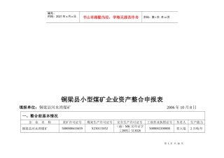 铜梁县小型煤矿企业资产整合申报表汇编