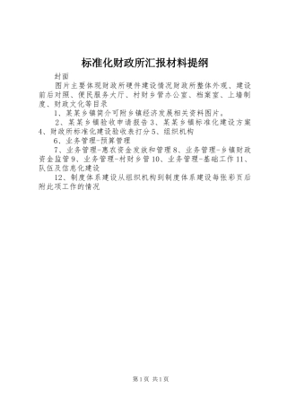 标准化财政所汇报材料提纲