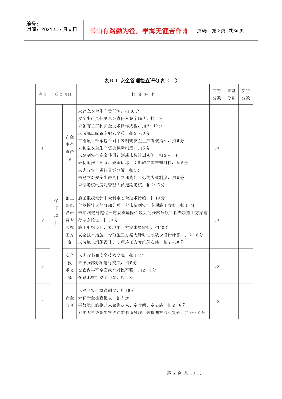 绵阳市建筑施工安全检查评分表_第2页