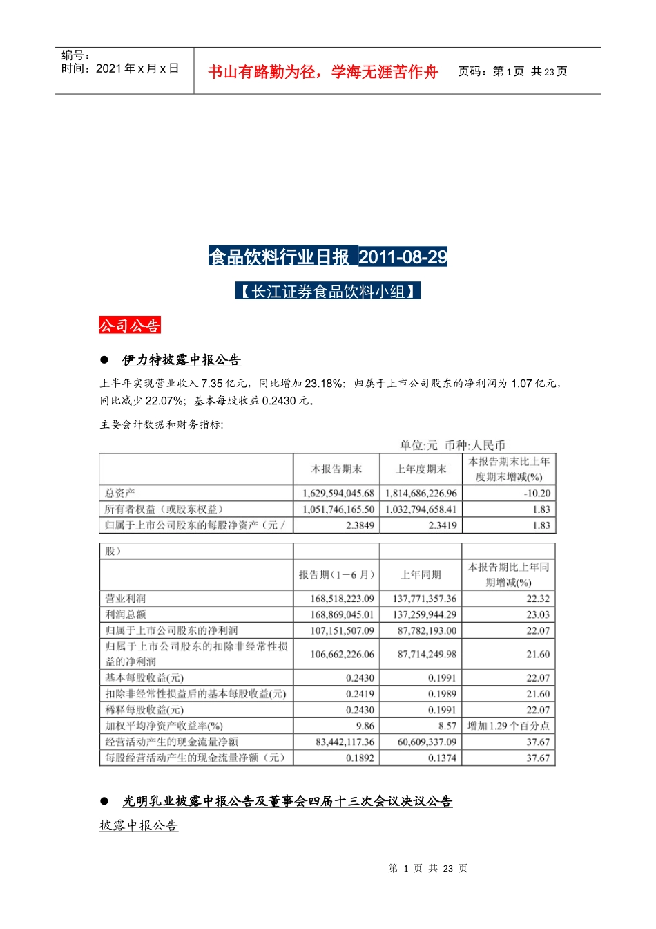 食品饮料行业日报资料_第1页