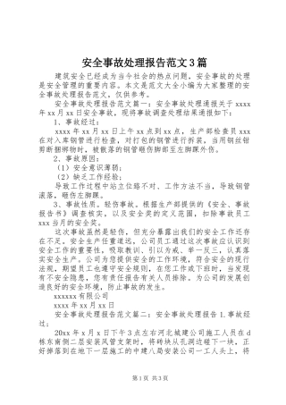 安全事故处理报告范文3篇