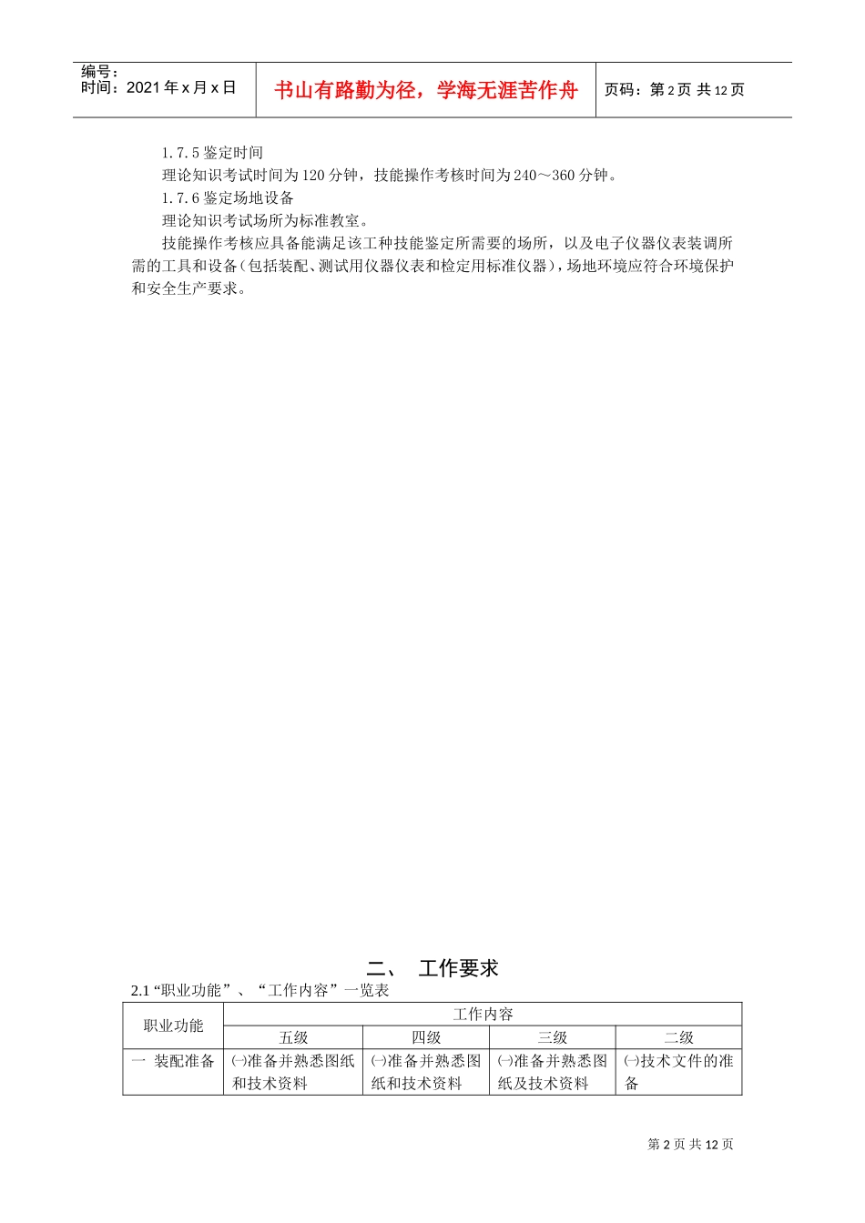 电子仪器仪表装调工职业要求_第2页