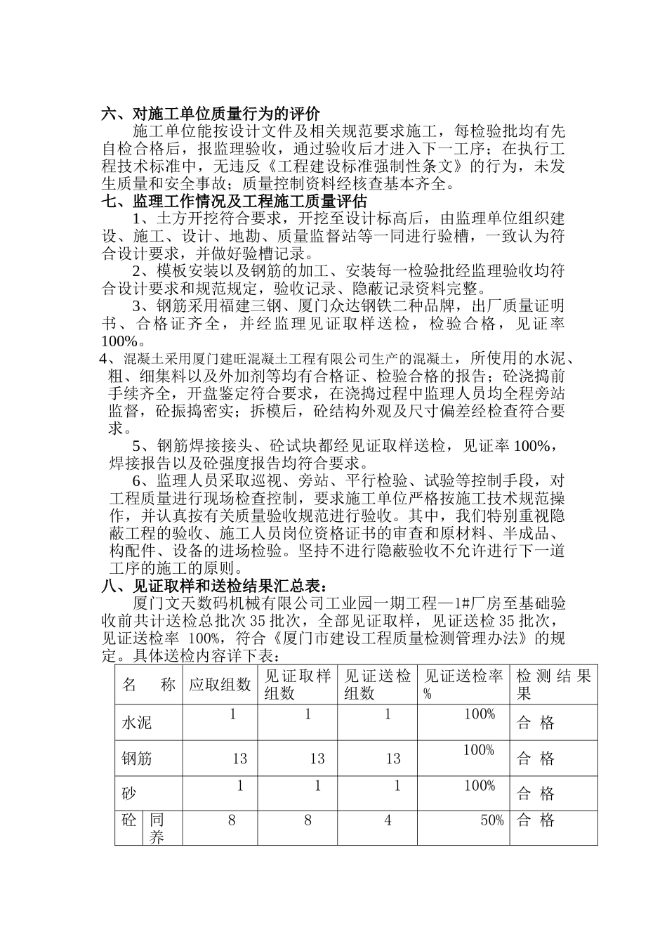 基础质量自评报告1#厂房_第3页