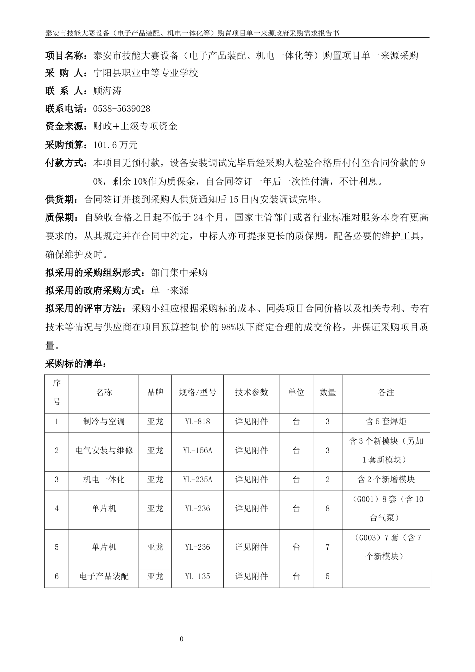 电子产品装配、机电一体化购置单一来源政府采购需求报告_第3页