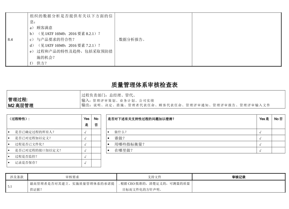 汽车行业IATF16949内审检查表全套资料（52页）_第3页
