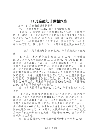 11月金融统计数据报告