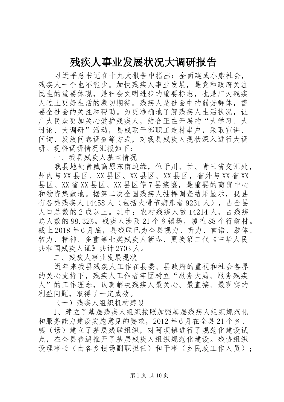 残疾人事业发展状况大调研报告_第1页