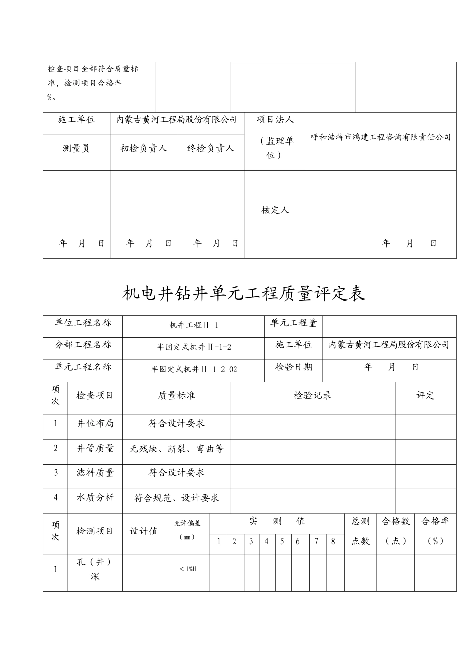 机电井钻井单元工程质量评定表_第2页