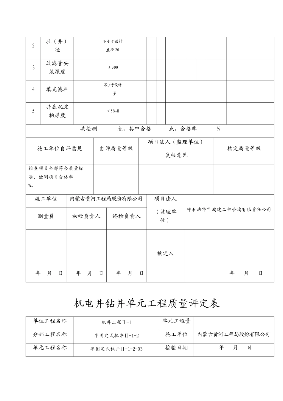 机电井钻井单元工程质量评定表_第3页