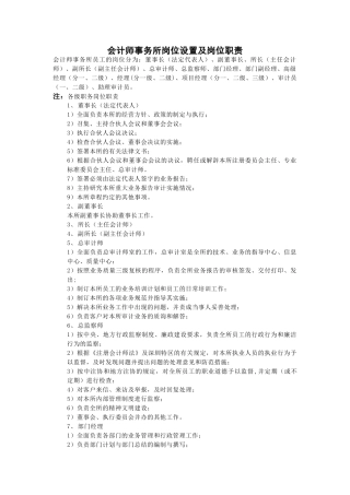 会计师事务所岗位设置及职责