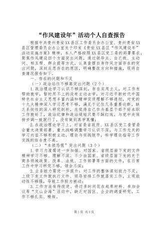 “作风建设年”活动个人自查报告