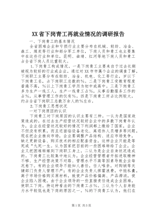 XX省下岗青工再就业情况的调研报告 (18)
