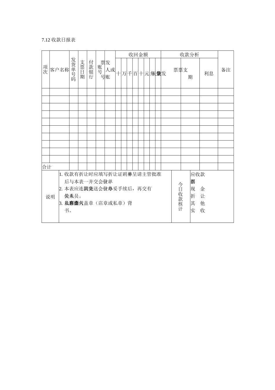 客户收款日报表_第1页