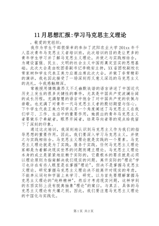 11月思想汇报-学习马克思主义理论