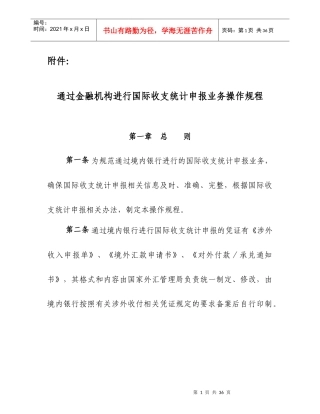 通过金融机构进行国际收支统计申报业务操作规程-欢迎访问国