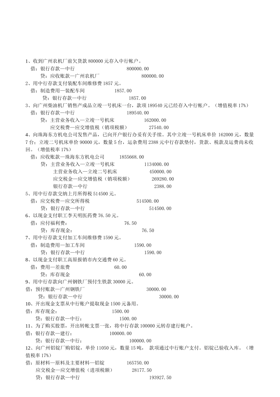 会计分录相关练习_第1页