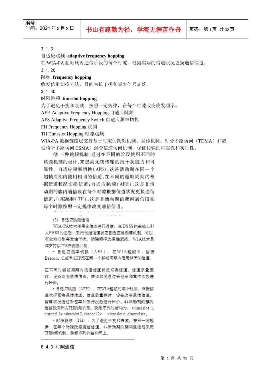 跳频扩频通信技术资料整理_第1页