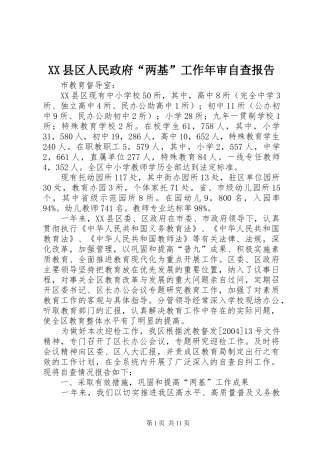 XX县区人民政府“两基”工作年审自查报告