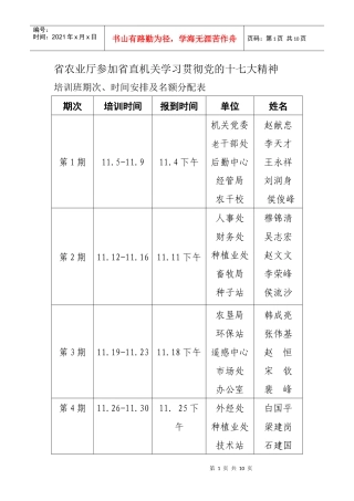 省农业厅参加省直机关学习贯彻党的十七大精神