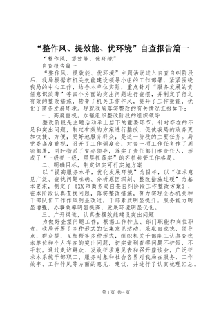 “整作风、提效能、优环境”自查报告篇一
