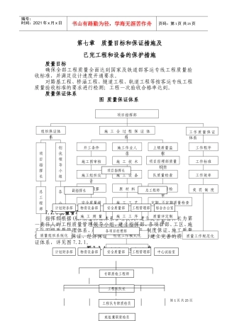 铁路客运专线土建工程全套施工组织设计第七章__质量目标和保证措施及已完工程和设备的保护措施(DOC37页)