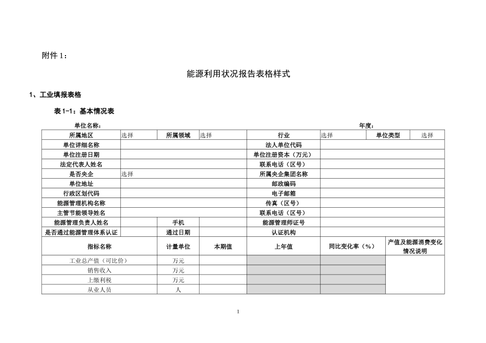 能源利用状况报告表格样式_第1页